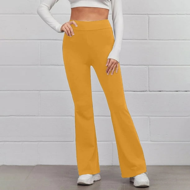 Bseka Savings Clearance Yoga Pants With Pockets For Women Flared Leggings Casual Slim High Elastic Waist Sports Work Pants