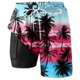thumbnail image 1 of Ediodpoh Mens Swim Trunks Summer Fashion Double Layer Board Pants with Compression Liner Pockets Men Swim Shorts Hot Pink_005 L, 1 of 7