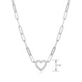 thumbnail image 3 of Forever Facets Cubic Zirconia Heart Paperclip 18” Necklace in Sterling Silver, Adult Female, 3 of 10