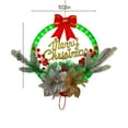 thumbnail image 3 of Cheapark Christmas Wreath With Bow Ribbon, Simulated Red Pines Needles And Lights Battery Powered, LED Warm Light Garland Party Supplies Housewarming Gifts Door, 3 of 6