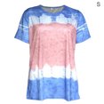 thumbnail image 1 of Camiseta De Mujer Cuello Redondo Manga Corta Top Blusa Casual Estampada, Color Azul, S Yuarrent AP002430-01, 1 of 7