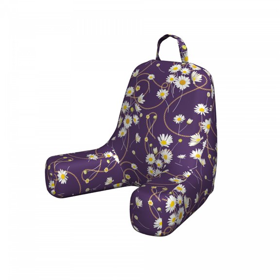 Meadow Reading Pillow Cover, Pastel Daisy Field Chamomile Blooms Aster Flower Gardening Spring, Unstuffed Printed Bed Rest Case from Soft Fabric, Small, Plum White and Orange, by Ambesonne