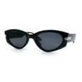 thumbnail image 5 of Womens Art Deco Mod Thick Temple Cat Eye Sunglasses All Black, 5 of 10