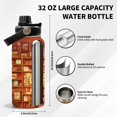 thumbnail image 3 of Botella de agua Uibunoo de acero inoxidable, 950 ml, diseño libroso, 3 of 8