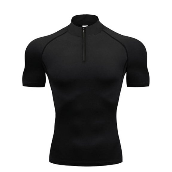 PanBiqintyy Compression Shirt Men Running Short Sleeve T-shirt Gym Clothes Summer Tight Fitness Polo Shirt Quick Dry Bodybuilding Muscle Tee