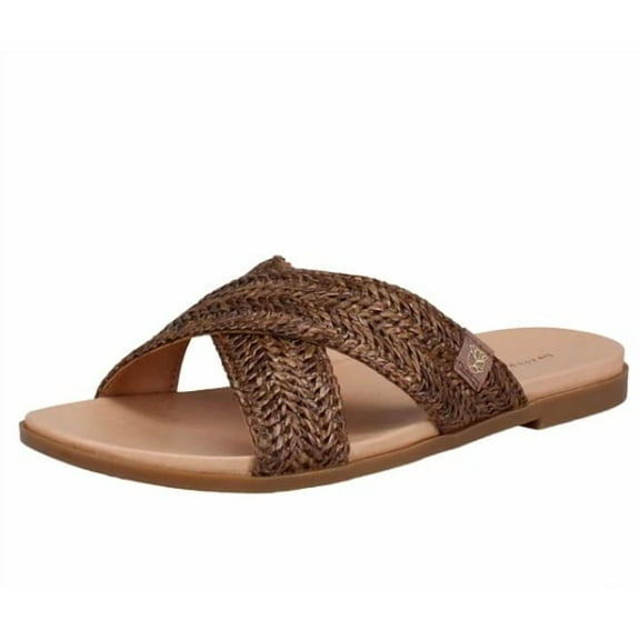 Draper James Women's Size 11 Raffia Cross Strap Sandals, Brown