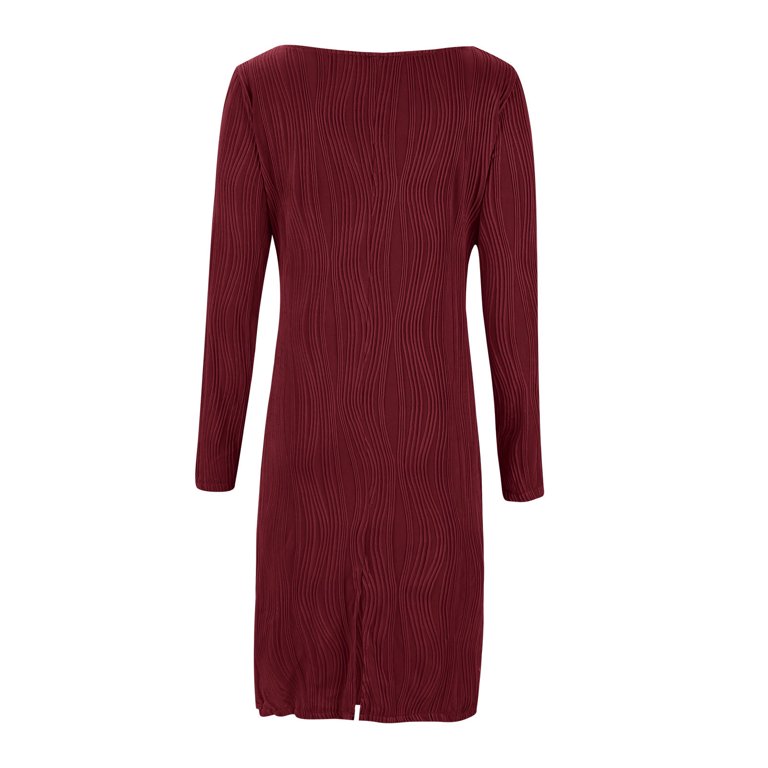 Generic Womens Jacquard Knit Dresses Casual Long Sleeve Fall Winter Sweater  Dress Soft Stretch Textured Bodycon Midi Dress - Walmart.com