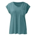 thumbnail image 2 of Olyvenn Womens Sexy V Neck Tops Summer Cute Ruffle Shirts Cutout Tie Bow Blouse Solid Cap Short Sleeve Crop Tops Sky Blue XL, 2 of 6