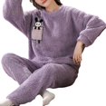thumbnail image 2 of Conjuntos de Pijamas de felpa para Mujer, ropa de dormir con estampado de dibujos animados de vellón grueso, ropa de casa de terciopelo Kawaii Girsl, invierno, nuevo, 2 of 5