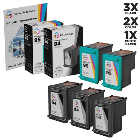 LD Products Remanufactured Ink Cartridge Replacements for C8765WN (94) Black and C8766WN (95) Color (3 Black and 2 Color)(Cyan  Magenta  Yellow)