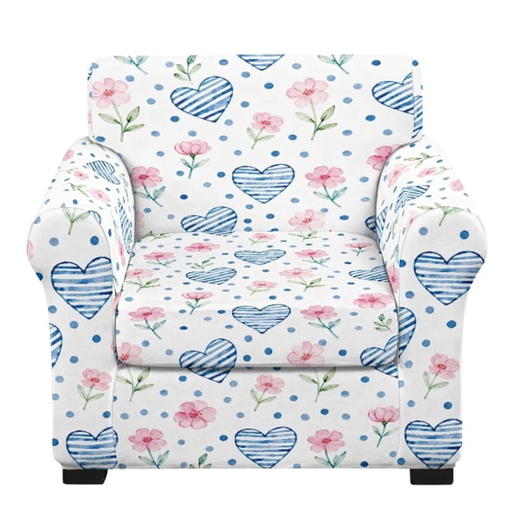 Psesaysky 2 Piece Individual Cushion Covers for Living Room, Watercolor Heart & Floral Pattern Couch Sofa Cover Washable Chair Couch Cover Slipcovers for Pet