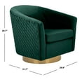 thumbnail image 3 of SAFAVIEH Couture Clara Contemporary Velvet Quilted Swivel Tub Chair, Emerald, 3 of 10