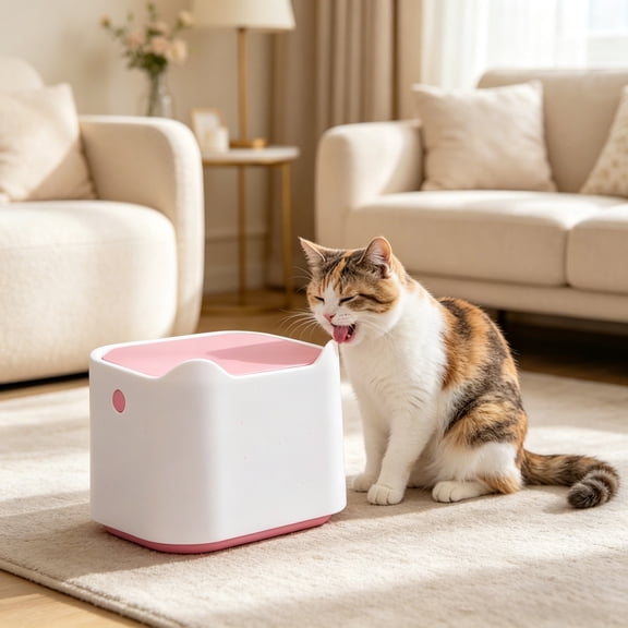 Cat Litter Waste Container Odor-Containing Compact Bin Space-Saving Locking Lidded Pet Waste Can for Kitty Litter Disposal Home Apartment Easy-Clean