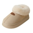 thumbnail image 5 of Rokment Fuzzy Winter Snow Boots House Shoes for Women Indoor and Outdoor Fashion Casual Plush Lined Warm Comfy Memory Foam Slippers Ankle Booties Khaki Size 7.5, 5 of 6