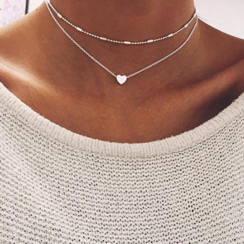 Women Fashion 3 Layer Gold&Silver Neck Chain Collar Choker Bib Necklace Jewelry 