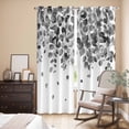 thumbnail image 3 of Gray Botanical Kitchen Curtains 96 Inch Length, Watercolor Spring Summer Eucalyptus Leaves Grommet Top Bedroom Living Room Curtains, Light Filtering Cafe Curtain Drapes 2 Panels Set 104''x96'', 3 of 9