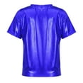 thumbnail image 2 of YONGHS Kids Girls Shiny Metallic T-Shirts Short Sleeve Dance Tops 2-18 Royal Blue 11-12, 2 of 6
