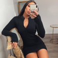 thumbnail image 4 of Femmes Hiver Printemps Bodycon Tricoté Longue Mini-Robe en Tricot Massif Robe en Tricot, 4 of 4