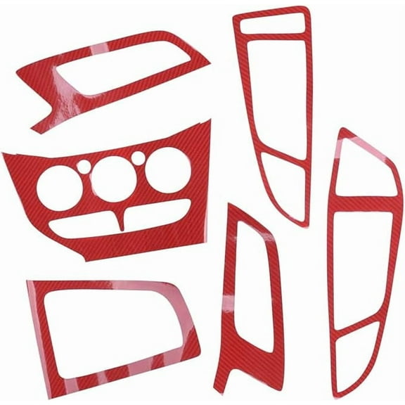 Applicable to jfqm Red Dashboard Air Vent Console Switch Gear Shift Panel Sticker LHD Fit for Ford Focus 2012-2014 5D Carbon Fiber Texture