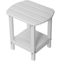 NALONE Adirondack Side Table 16.5" Outdoor Side Table HDPE Plastic Double Adirondack End Table Small Table for Patio (White)