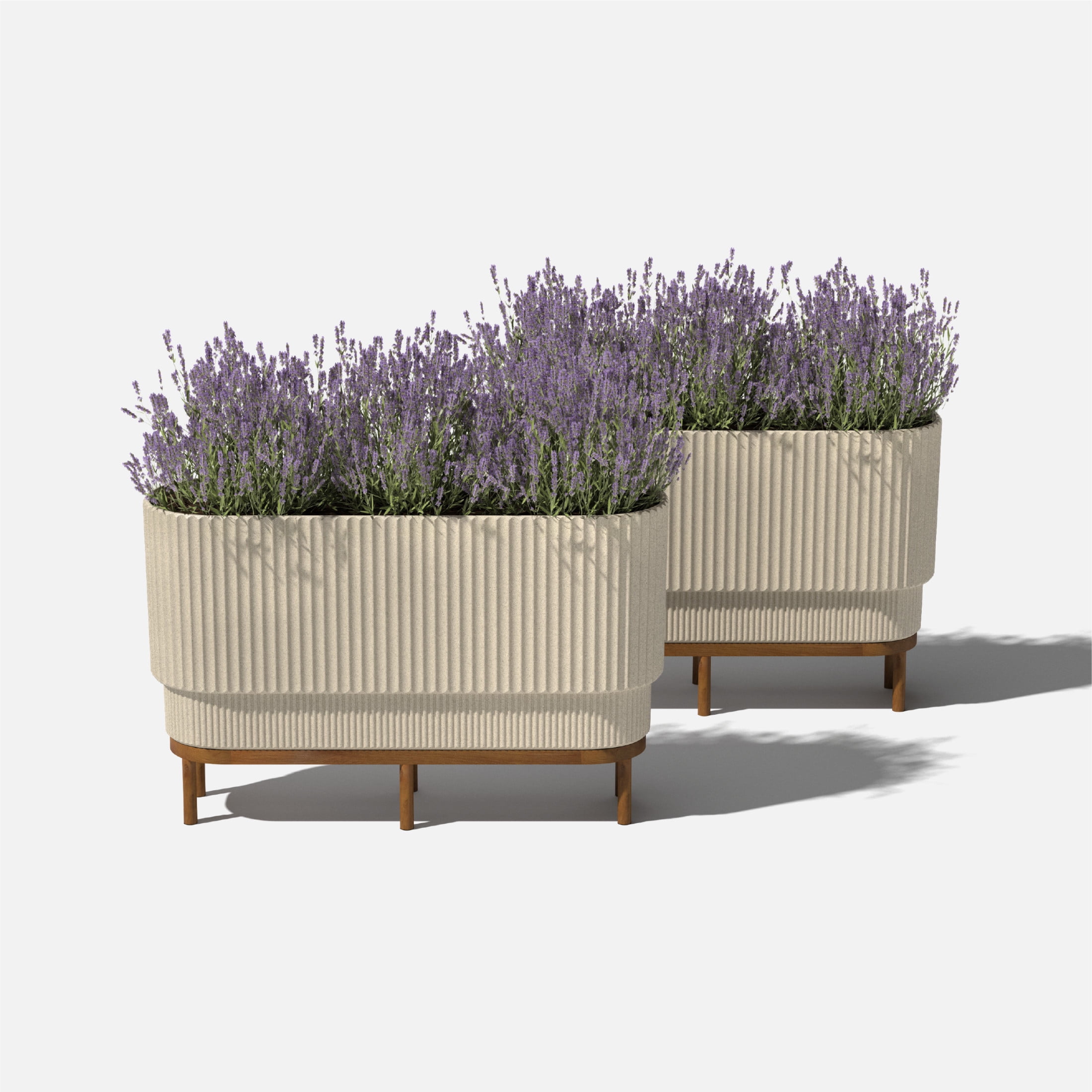 Veradek Demi Series Raised 30" Long Plastic-Stone Planter - (Sand/Brown, 2 Pack)