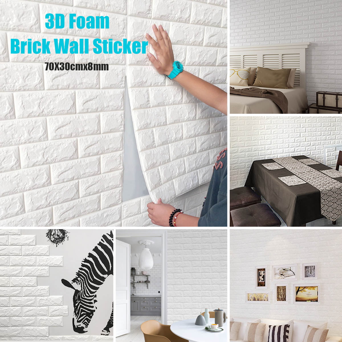 3D PE Foam Wallpaper Wall Stickers Home Decor Sofa Background Embossed Bricks 1 