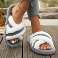 thumbnail image 4 of ZVNAΖH Women's Winter Thick Sole Plush Slippers Warm Fluffy Crisscross Strap Indoor Outdoor House Shoes, 4 of 9