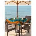 thumbnail image 4 of Square Outdoor Tablecloth With Umbrella Hole And Zipper– Abstract Ethnic Tie Dye Waterproof Patio Table Cover for Party, Picnic, Backyard, 60"x60" , Explosion Teal Brown, 4 of 8