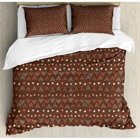 Tribal Duvet Cover Set Ethnic Image With Wave Like Zig Zag