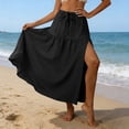thumbnail image 7 of GUACER Womens Boho Tiered Maxi Skirt with Side Slit High Waisted Drawstring A-Line Skirt Flowy Summer Beach Swing Long Skirts, 7 of 7
