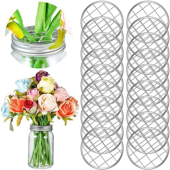 Visland Flower Jar Lid High Durability Rust-proof Metal Floral Insert Canning Grids Mason Jar Lid Accessories for Home - 10PCS Flower Jar Grids