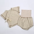 thumbnail image 2 of Jiilone Baby Toddler Boys Outfit Sets Girls Summer Outfits Soft Knit Short Sleeve Top With High Waist Shorts Sets Tie Casual Home Wear, 2 of 7