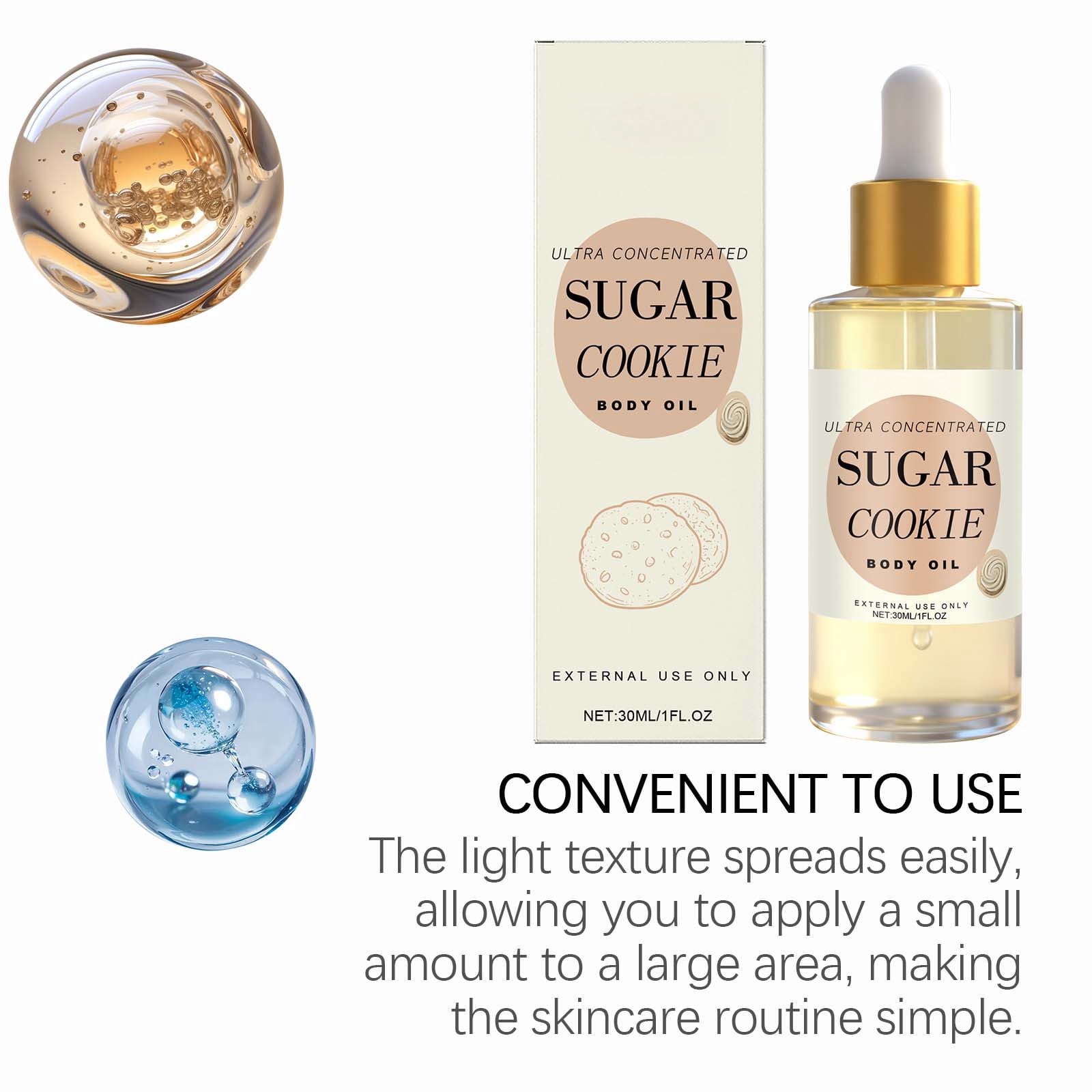 Alvantor Sweet Cookie Scented Moisturizing Body Oil with Glycerin and Castor Oil, 1 fl oz