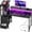 Black, variant on 44 inch Gaming Desk with Led Lights & Outlets, Computer Desk with 3 Drawers & Shelves, Gamer Desk with Monitor Stand & Side Hooks for Game Room, Home Office,Black