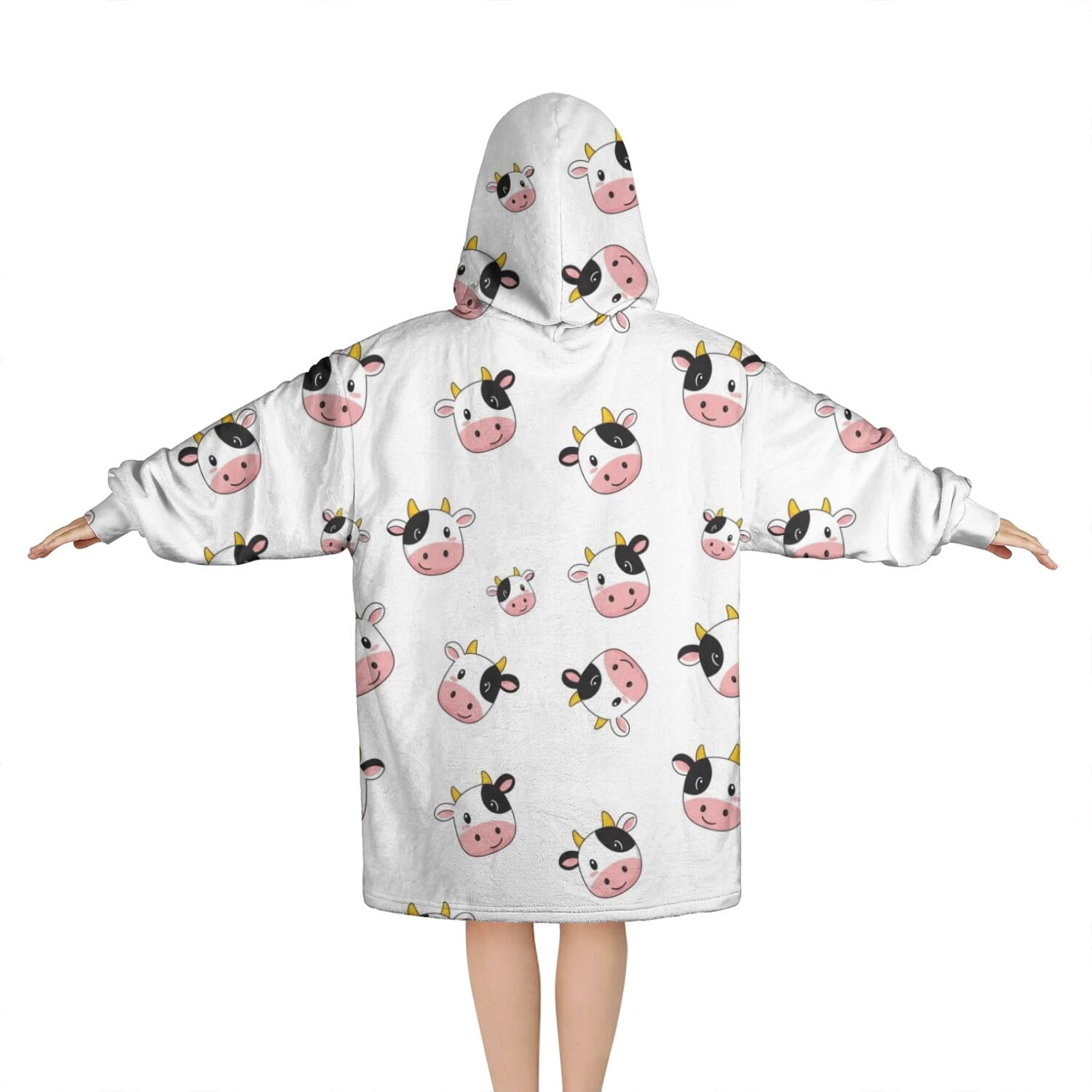 White Cow Head Pattern Blanket Hoodies for Kids 6-13YR Oversize Wearable Blanket Hoodies for Boys Girls Teens