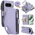 thumbnail image 1 of For Google Pixel 9 / 9 Pro 5G RFID Blocking Wallet Case, Crossbody Purse Phone Case with 9 Card Slots, Zipper Pocket & Detachable Strap,Purple,For Pixel 9 / 9 Pro, 1 of 9