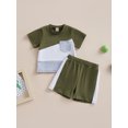thumbnail image 2 of Faithtur Ensemble Estival 2 Pcs pour Tout-Petits Garçons, T-shirt à Manches Courtes Col Rond + Shorts à Couleurs Contrastées, 2 of 9