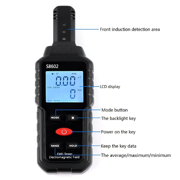GJX 3 in 1 Radiation Detector Dosimeter Geiger Counter EMF Electromagnetic Tester with LCD Display