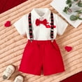 thumbnail image 2 of Fsqjgq Boys Valentine's Day Clothes Toddler Boy Outfits Baby Girls Short Sleeve Lapel Love Print Shirt Casual Shorts Little Gentleman Clothing Sets, 2 of 9