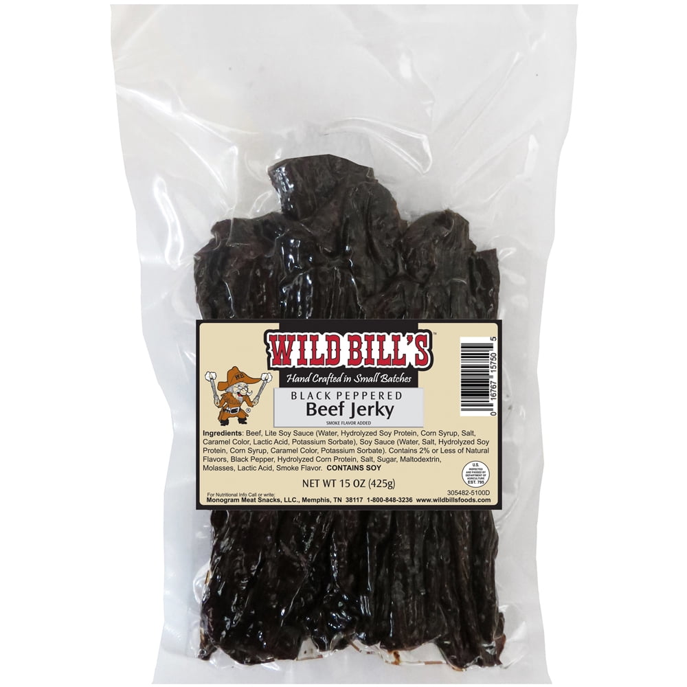 Wild Bill's Black Peppered Beef Jerky One-Bag Starter Kit (one 15oz bag and 1 jar)