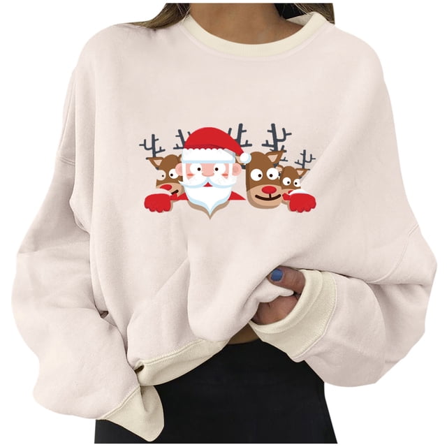 Sudaderas Recortadas de Navidad Para Mujer Moda Casual Manga Larga Impreso Ladies Short Tops Odeerbi ODB207461