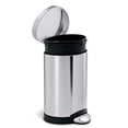 thumbnail image 2 of 1.6 Gallon Brushed Stainless Steel Semi-Round Step Trash Can with Lid for Bathroom Office, 2 of 5