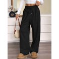 thumbnail image 5 of Female Sweatpants Baggy Wide Leg Pants Lounge Comfy Palazzo Joggers with Pockets Black S, 5 of 6