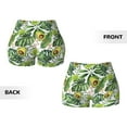 thumbnail image 3 of Sigee Watercolor Green Tropical Print Women's High Waist Workout Shorts - Squat Proof, Tummy Control, Yoga and Gym Activewear-X-Large, 3 of 9