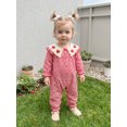 thumbnail image 5 of RUINIXCW Baby Girl Fall Romper Casual Plaid Strawberry Ruffled Trim Button Down Crew Neck Long Sleeve Jumpsuit, 5 of 9