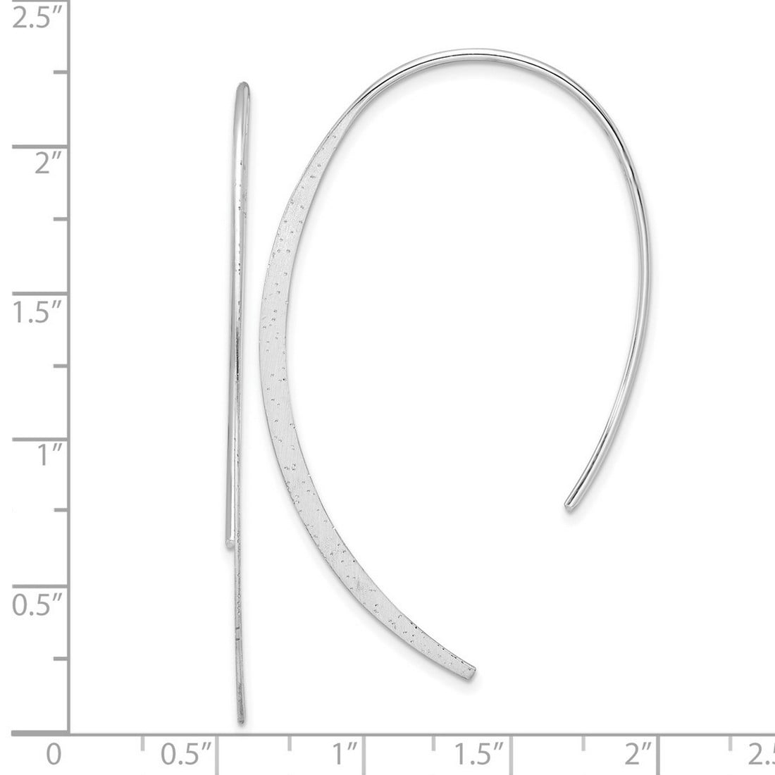 925 Sterling Silver Rhodium Plated Brushed and Lasered Threader Earrings 54.2x0.5mm Wide Stud Earring for Women