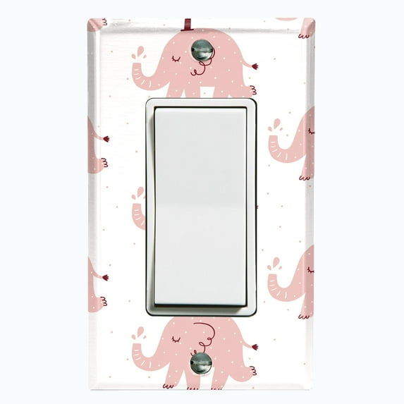 Metal Light Switch Plate Cover Cute Baby Elephant Pink ZOO006