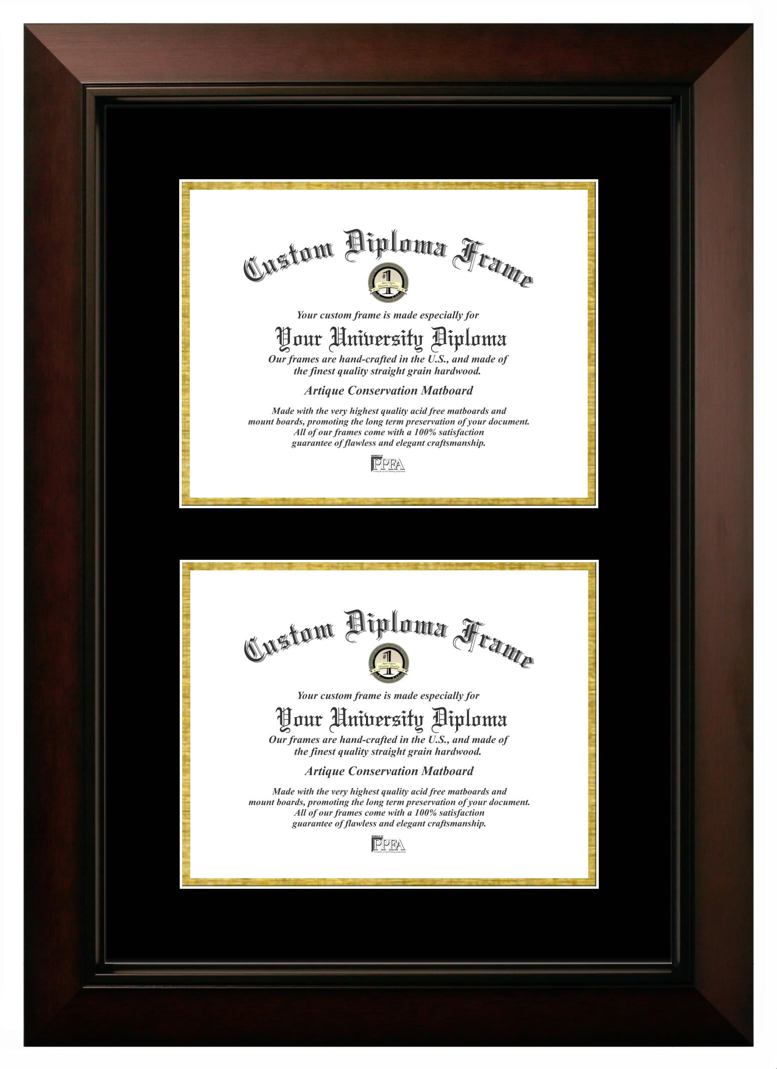 11x14 Double Degree Legacy Black, Black & Gold MatsCertificate Frame