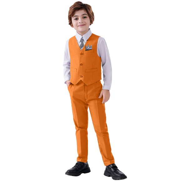Suit Reskay de 5 piezas para niños con chaleco, pantalones y corbata, talla 12