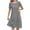 Grey, variant on Womens Pleated Summer Dresses Casual Cotton Linen Tnuic Midi Dress Elegant Short Sleeve T Shirts Dress